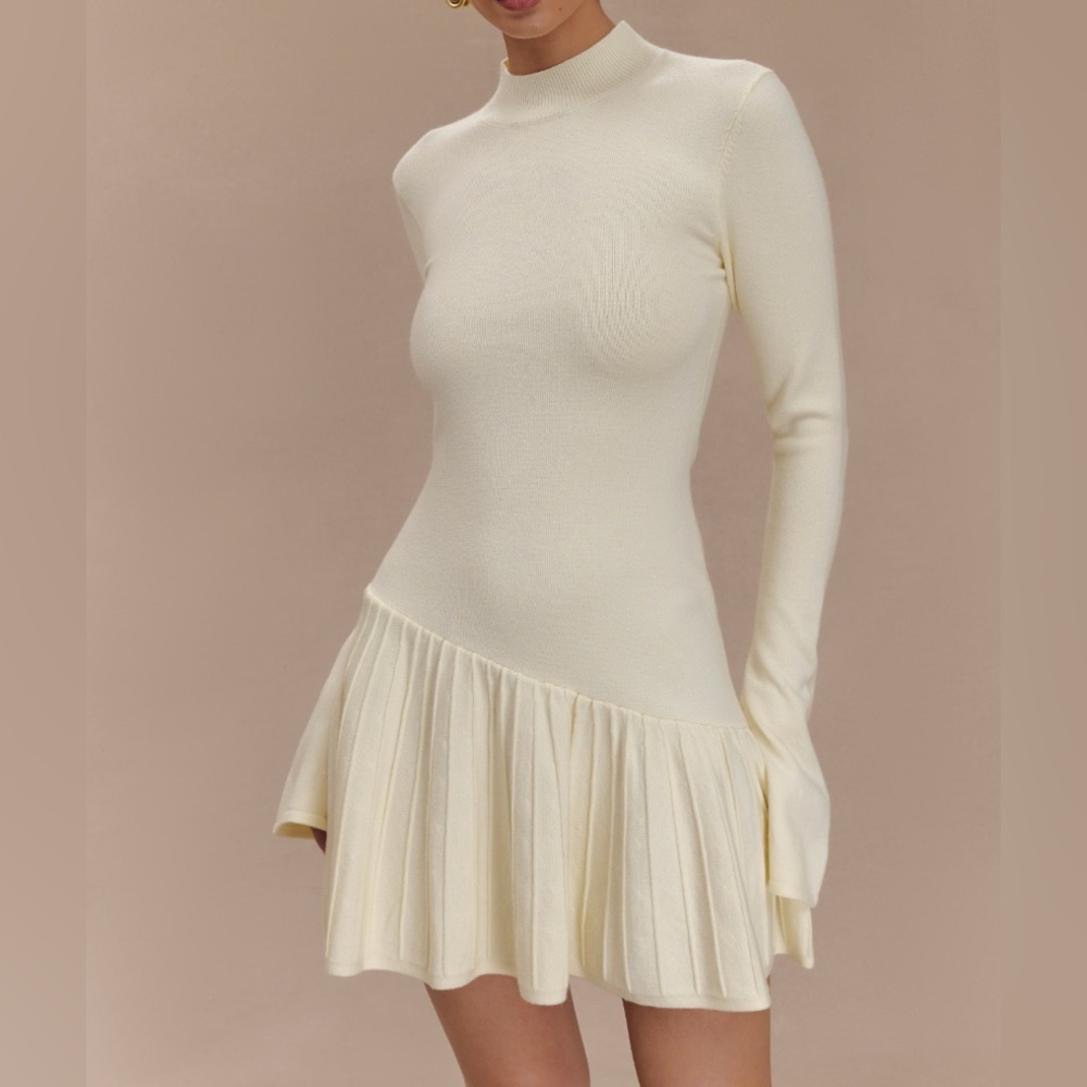Meshki Cream Long-Sleeve Dress